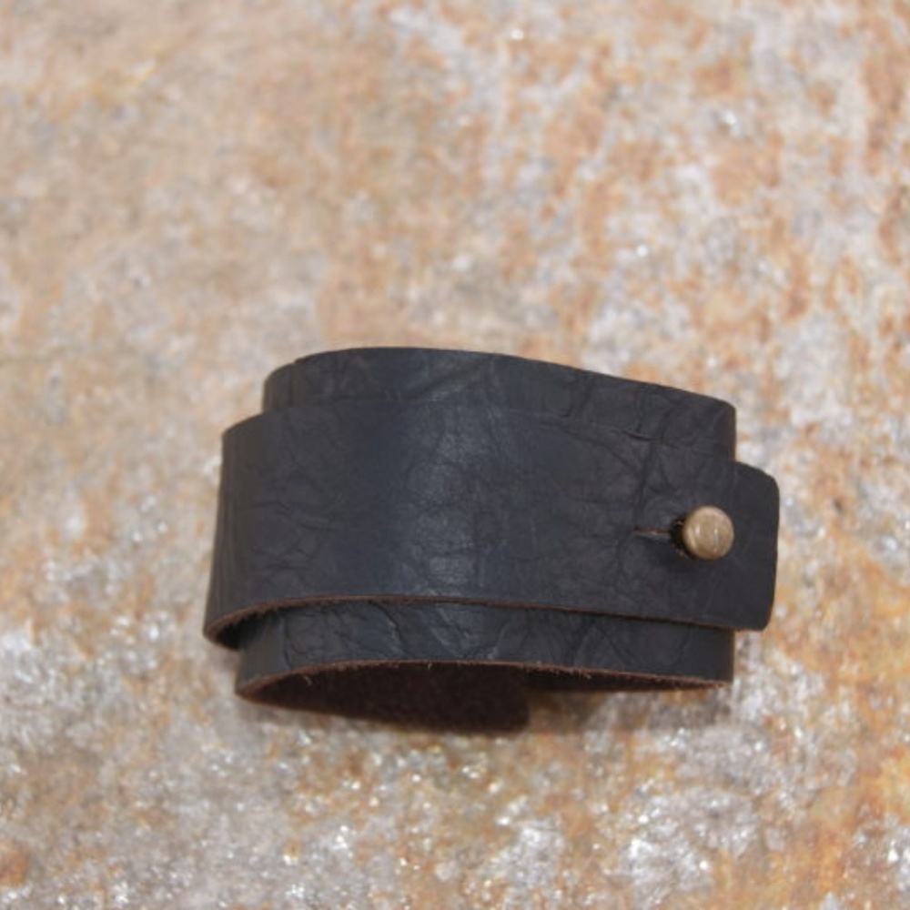 Moo Young Espresso Leather Wrap Cuff